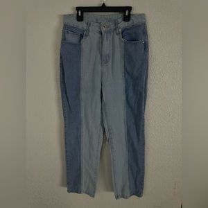 Light & dark half & half jeans